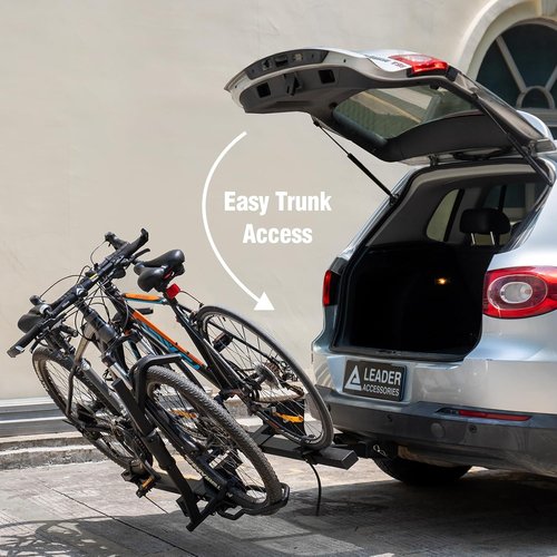 Leader Accessories 2" Hitch Bike Rack - Heavy Duty Foldable Rack for 2 Bikes up to 75 lbs Each | Fits Standard, Fat Tire & Electric Bicycles