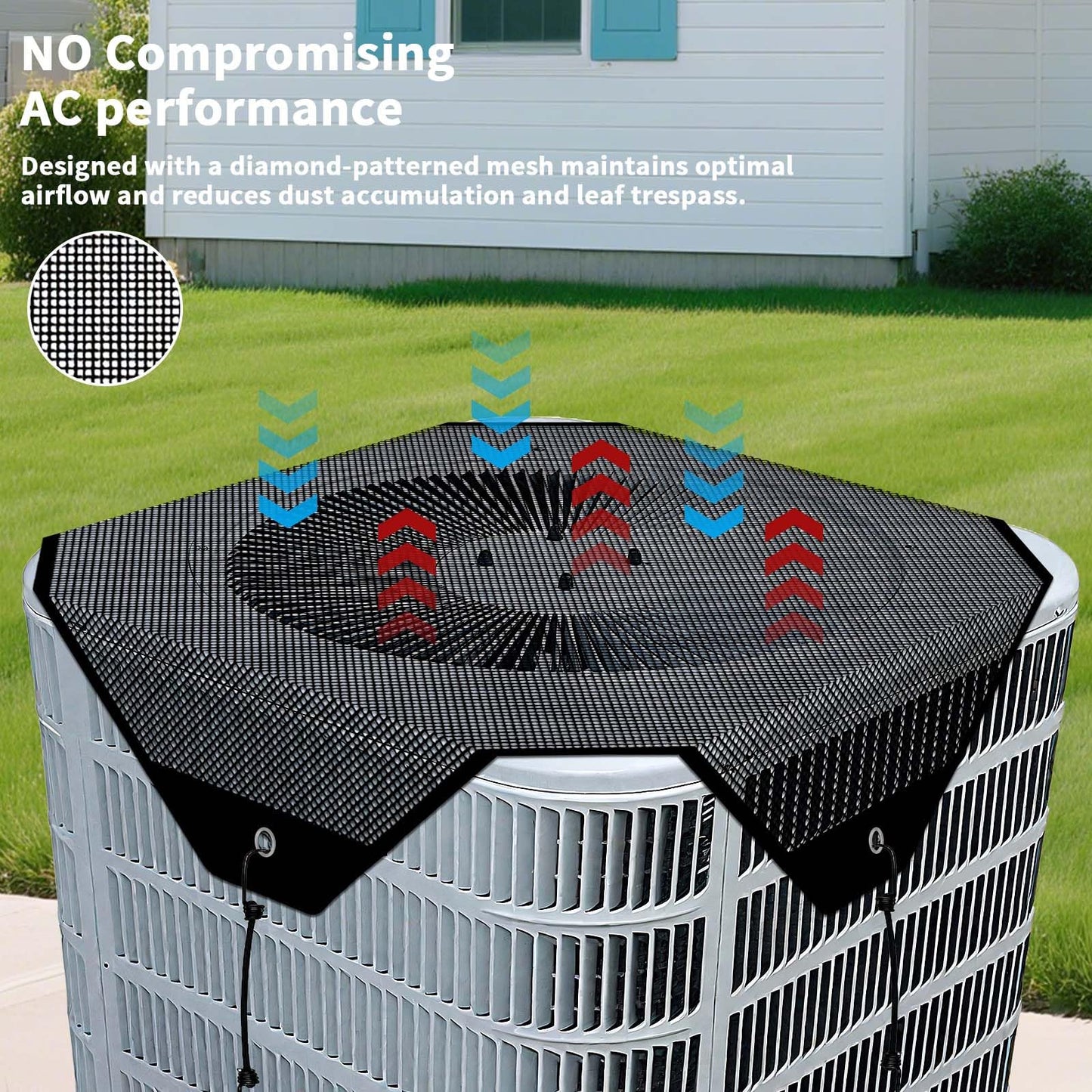 Central Air Conditioner Covers for Outside Units,Mesh AC Cover,Breathable Top Universal Mesh Cover Defender for Air Conditioner All Seasons(Black,26'' x 26'')
