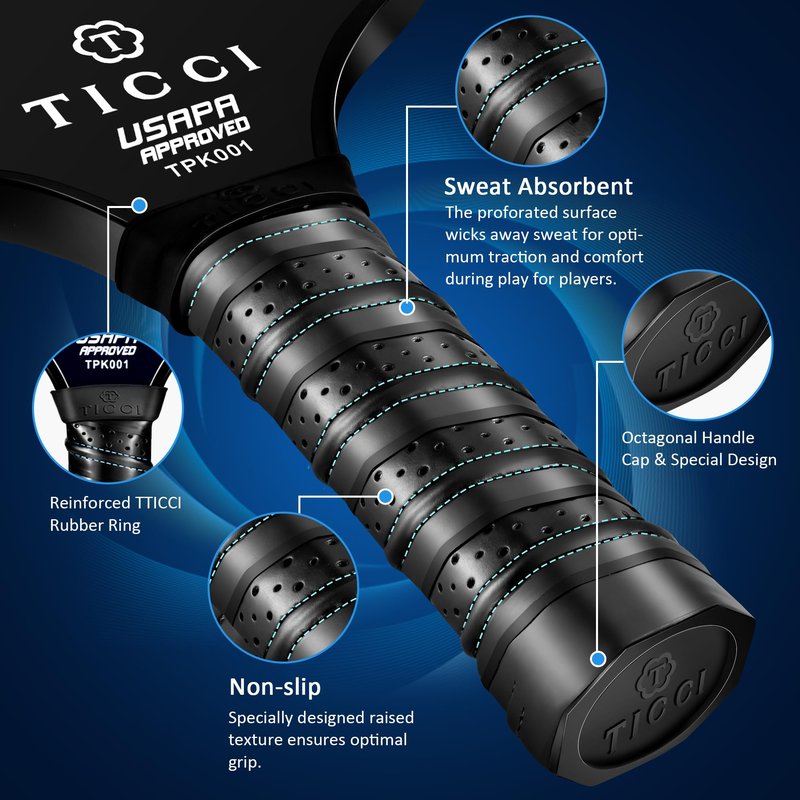 TICCI Pickleball Paddle, USAPA Approved Premium Graphite Pickleball Set of 2 Rackets with 4 Balls & 2 Ball Retriever, Portable Carry Bag for Beginners and Professional Players (G Purple Kit)
