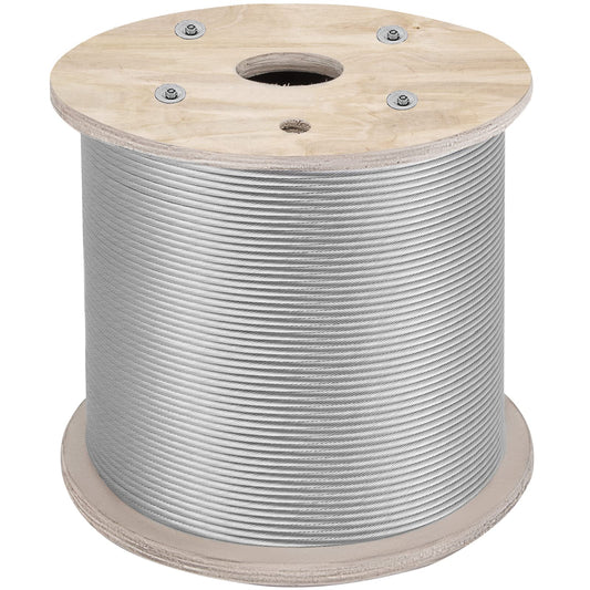 VEVOR 1/4" Stainless Steel Cable 200FT, T304 7x19 Tighter Core Cable Railing System Wire Rope Aircraft Deck Railing Kit Fence Wire