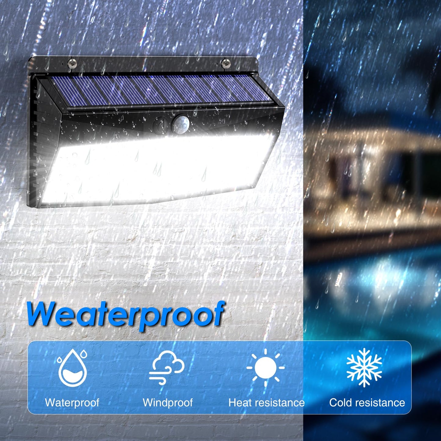 368 LED Solar Lights Outdoor Motion Sensor, Solar Fence With 3 Lighting Modes, Powered Security Waterproof for Outside Yard Wall Garden Backyard Garage