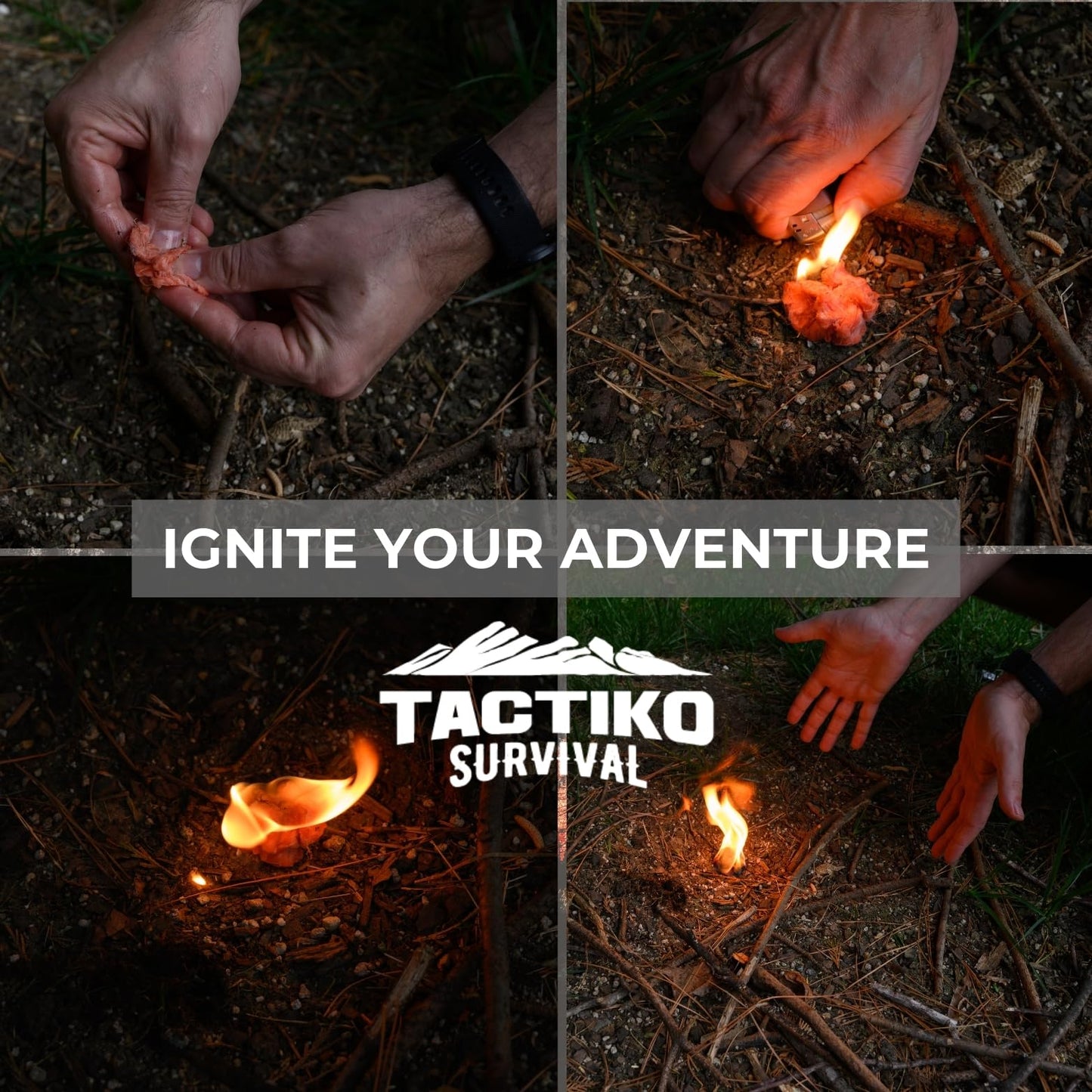 Tactiko Camping Fire Starter – Waterproof Survival Fire Starter for Wet Wood & Emergency Kits – 5 Minute Burn Time, 50 Uses, 60g – Lightweight Campfire Accessory for Hiking & Backpacking (1-Pack)