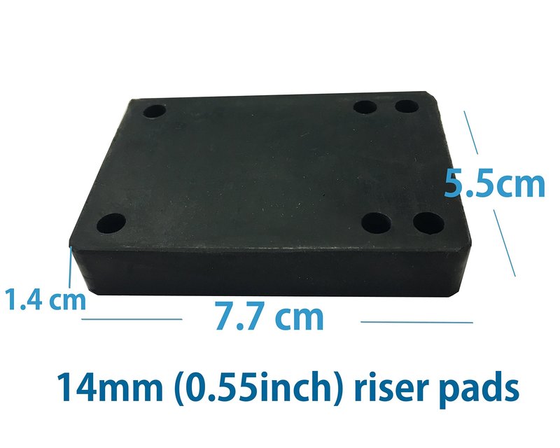 VJ Longboard Skateboard Riser Pads 14mm Black w/Skateboard Screws Hardware BK 1.75" (14mm Riser w 1.75inch Screws)