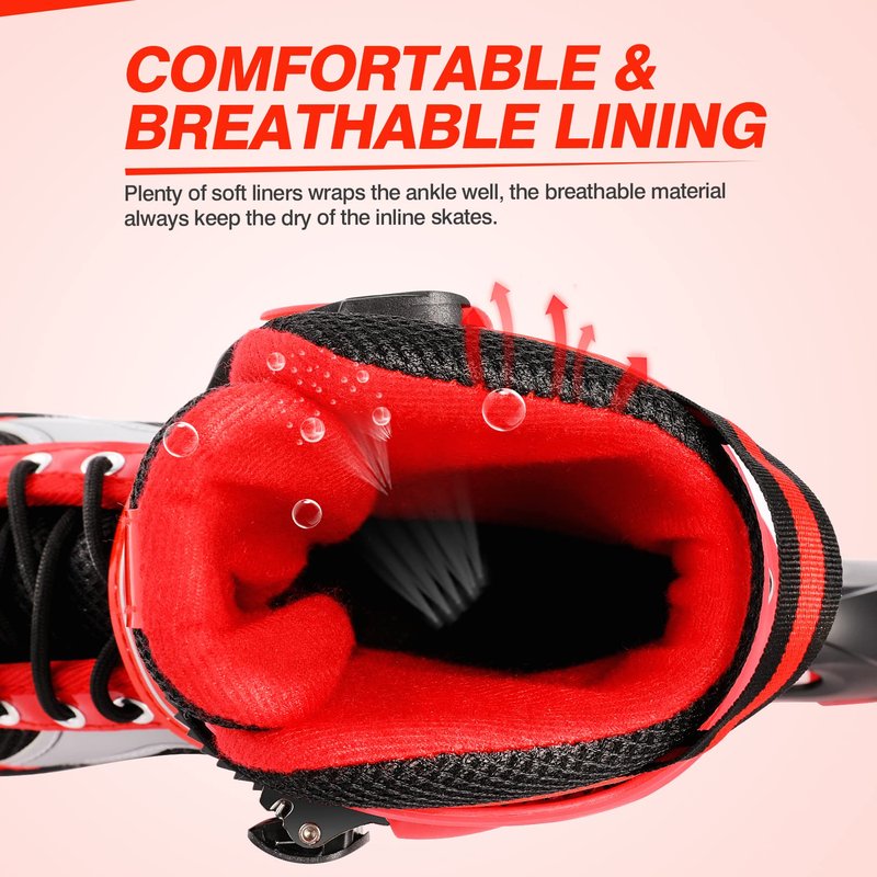 Likein Adjustable Roller Blades for Boys Girls with Skate Bag, Light-Up Inline Skates with 8 Illuminating Wheels, Roller Skates for Beginner Kids, Men, Women