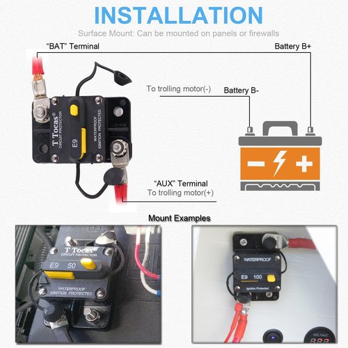 E9 30A Amp Boat Circuit Breaker - Manual Reset for Automotive, RV, Truck & Marine | Waterproof, UL-Rated 12V-72V DC