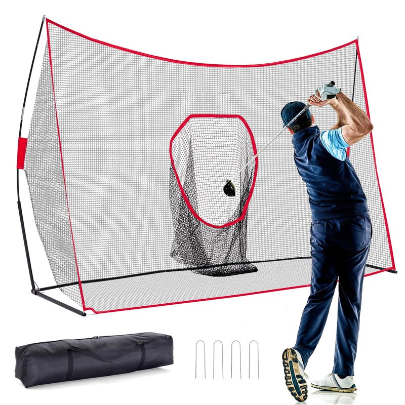 NEWBULIG Golf Net with Pocket, 10 x 7Ft Golf Practice Net for Backyard with Carry Bag, Indoor & Outdoor Dual-Use Training Aid for Golfers to Practice Driving, Hitting, Ideal Golfing Gifts for Beloved