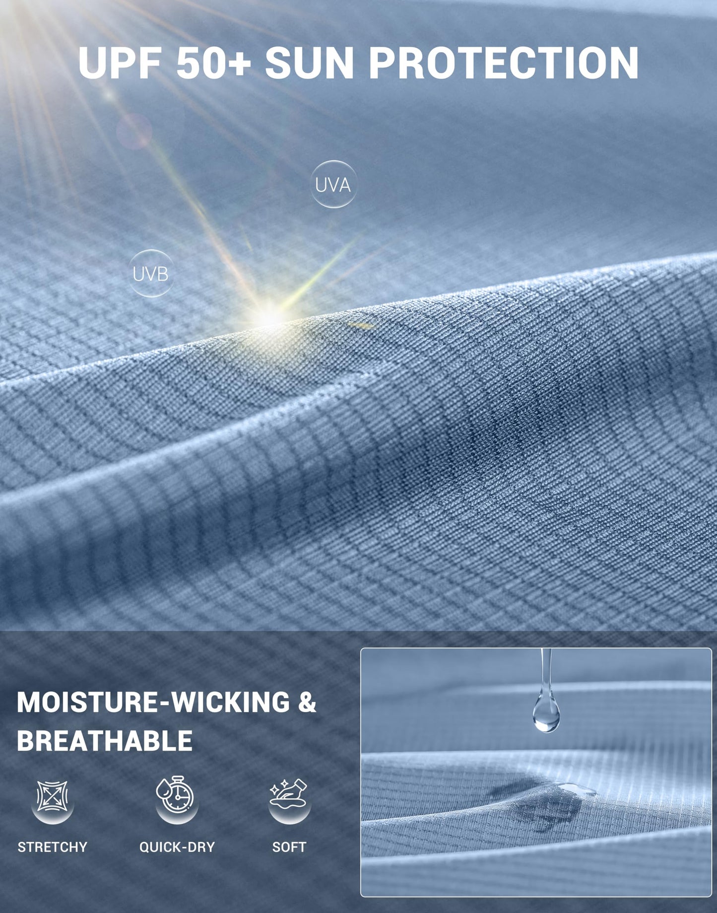 Men's Sun Protection Long Sleeve Shirts UPF 50+ Rash Guard Swim Lightweight Cooling UV SPF Shirt Fishing Workout Quick Dry