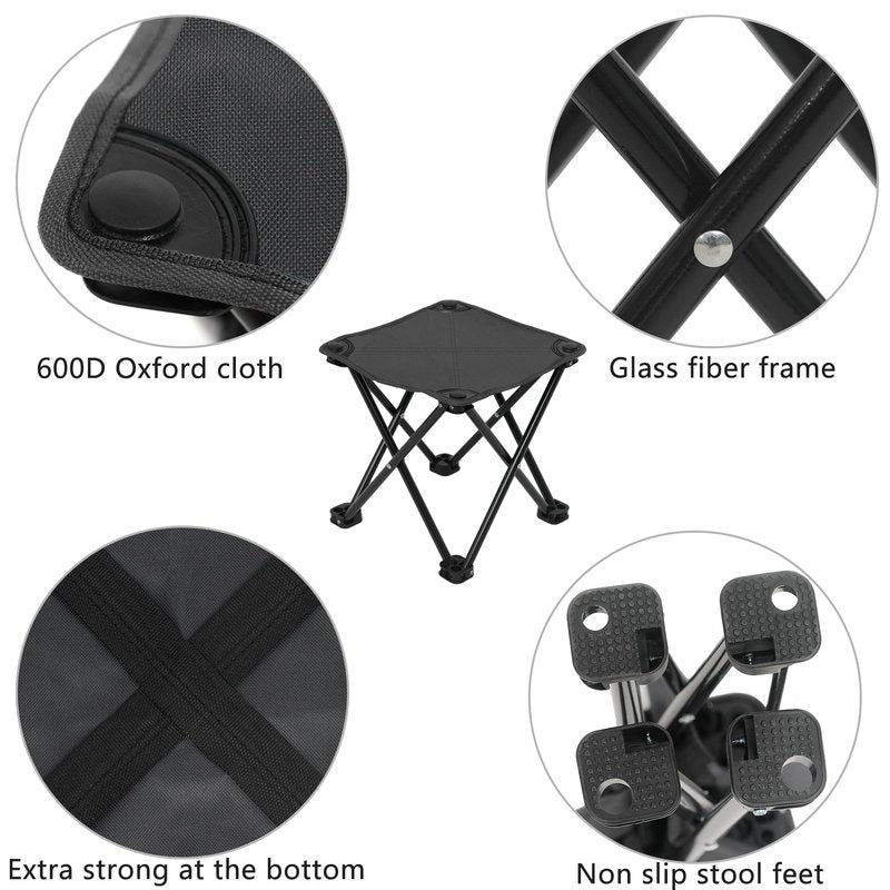 Wind Tour Portable Folding Camping Stool Outdoor Camping Lightweight Samll Chair for Fishing Hiking Gardening and Beach with Carry Bag (Medium Black -1)