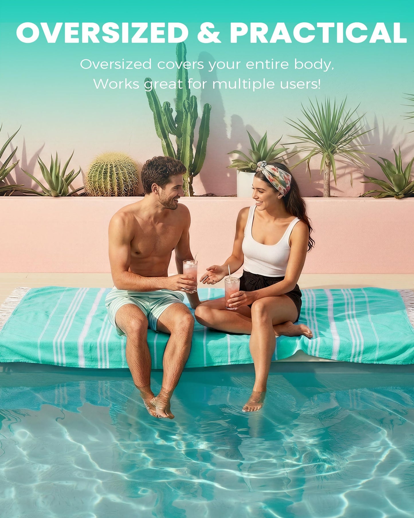 Turkish Beach Towels Quick Dry Sand Free Soft Absorbent Adult Oversized Bath Pool Swim Long Stripe Towel Sound Cloud Sandfree Chamois Mat Summer Thing Lightweight Thin Mint Green Vacation Essentials