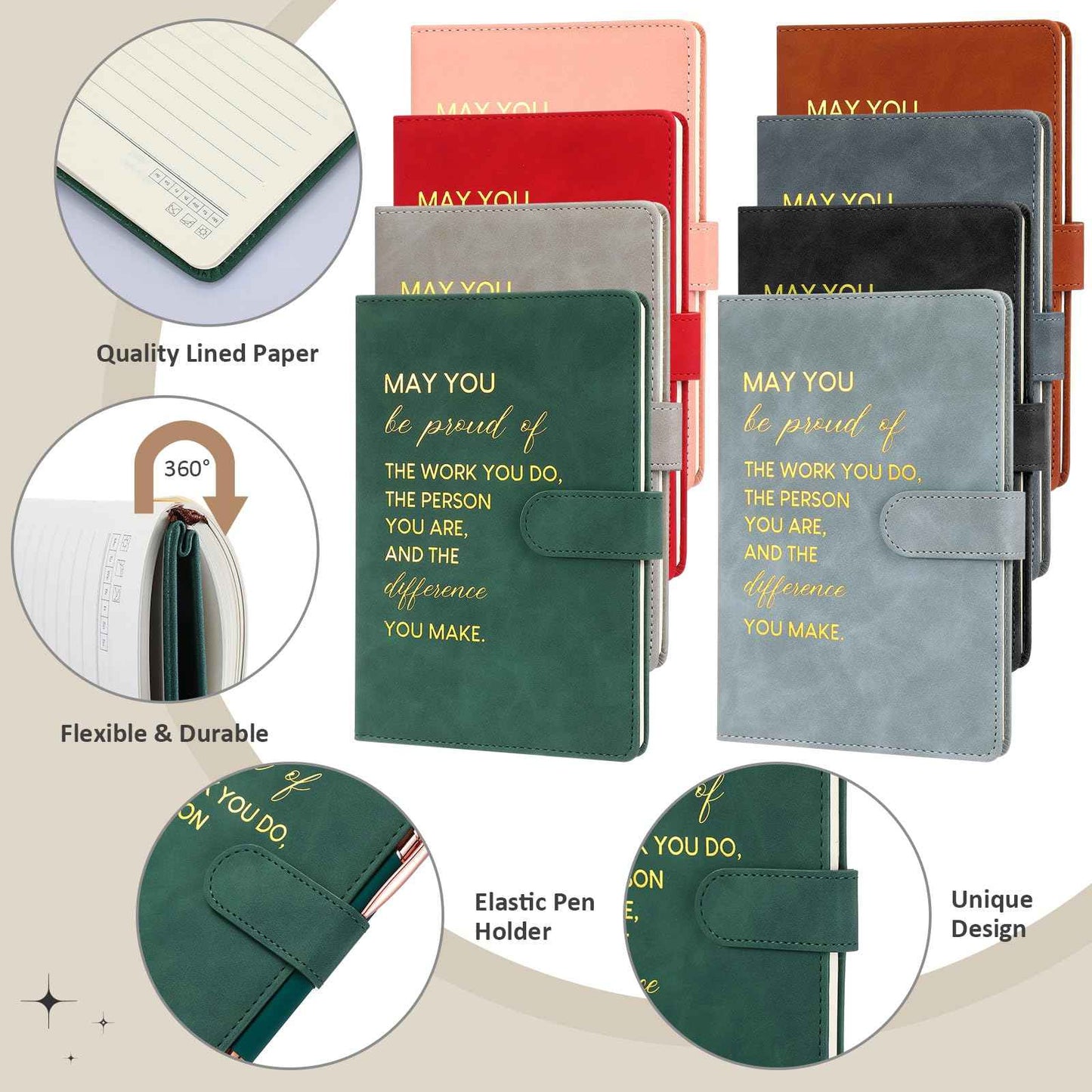 Paterr Employee Team Appreciation Gifts Bulk Thank You Gifts Leather Notebooks Canvas Tote Bags Ballpoint Pens for Employee(Rich Colors, 8 Sets)