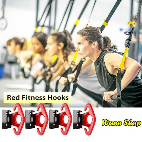 Wuno Shop 4 PCS Resistance Band Wall Anchors, Exercise Band Wall Anchor, Gym Wall Hooks for Resistance Bands, Workout Wall Mount Anchor for Physical Therapy and Small Space Home