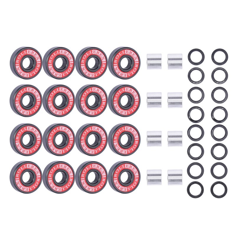 Rollerex ST360 92A 54mm x 32mm Roller Skate Wheels (8-Pack w/Bearings, Spacers and Washers) (Color Options) - Indoor Outdoor - Use for Quad Skate Wheel Replacement (Rocket Red)