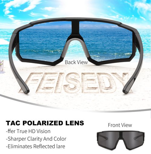 FEISEDY Kids Sunglasses Youth Baseball Polarized Sunglasses Sports Lightweight TR90 Frame Boys Girls Cycling B0213