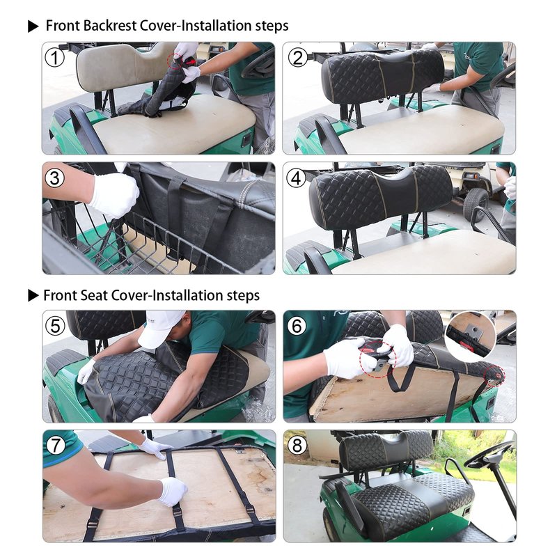 Roykaw Golf Cart Seat Covers Kit Fit for EZGO TXT OEM Ordinary Seat Cushion, Marine Grade Vinyl Material/More Soft and Comfortable, Breathable & Easy to Clean