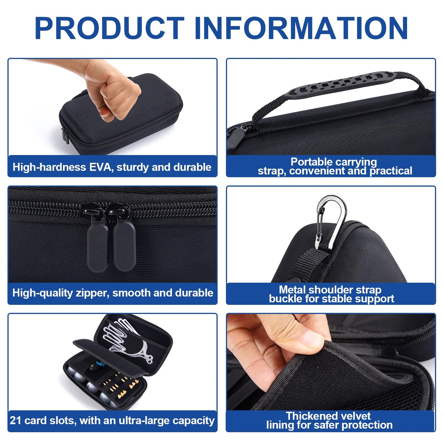 Golf Glove Holder Case Portable Golf Glove Box Storage Pouch Golf Glove Caddy Bag with Clip,Golfer Gifts for Men Women Golf Accessory Case for Divot Tools, Tees, Ball Markers