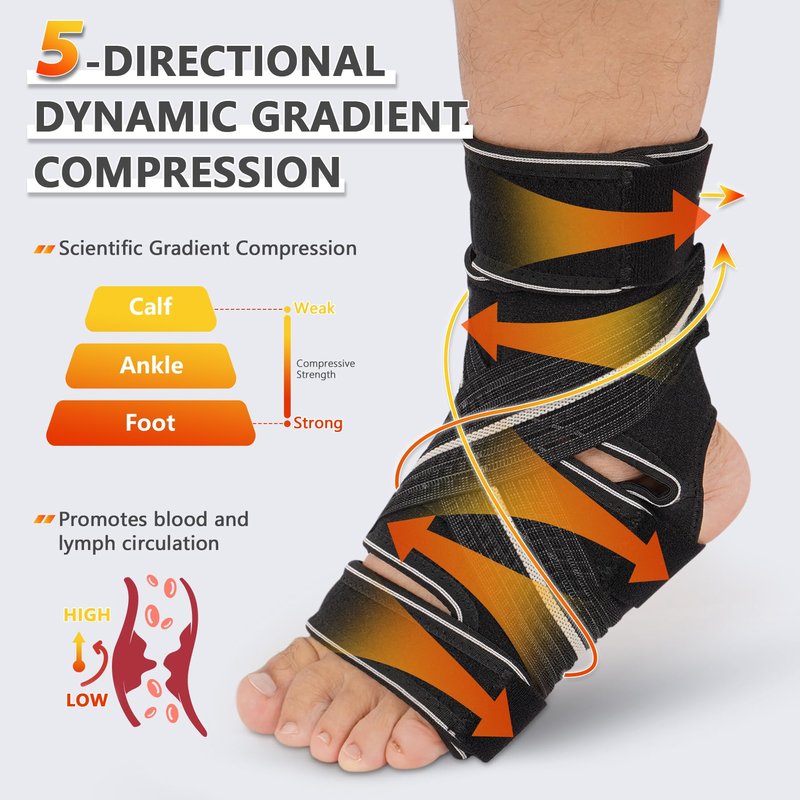 Plus Size Foot Compression Wrap with Elastic Straps for Swollen Feet & Ankles, Ankle Brace for Sprains, Lymphedema, Edema, Diabetic Care & Circulation Relief for Women and Men (4XL/5XL/6XL, 1 Pcs)