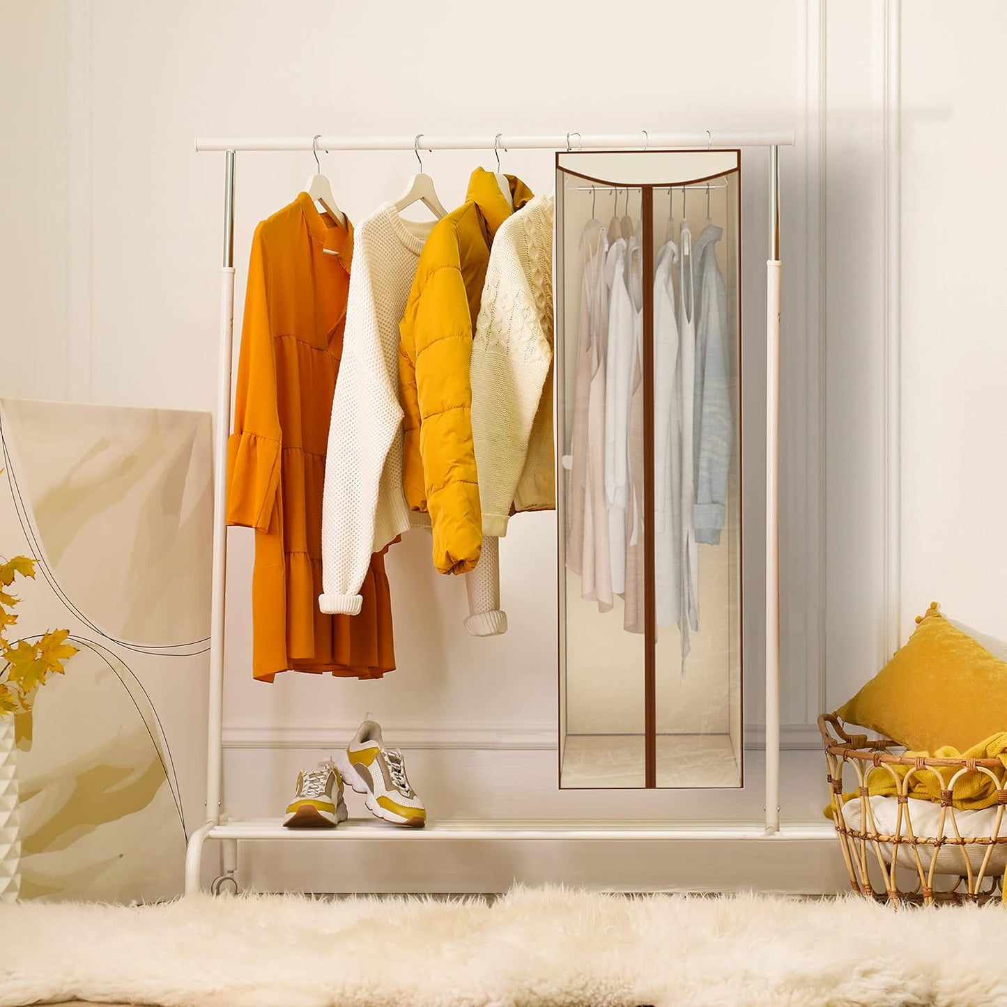 Storage Maniac Hanging Garment Bags - 2-Pack Long Garment Covers with Clear Window | Beige