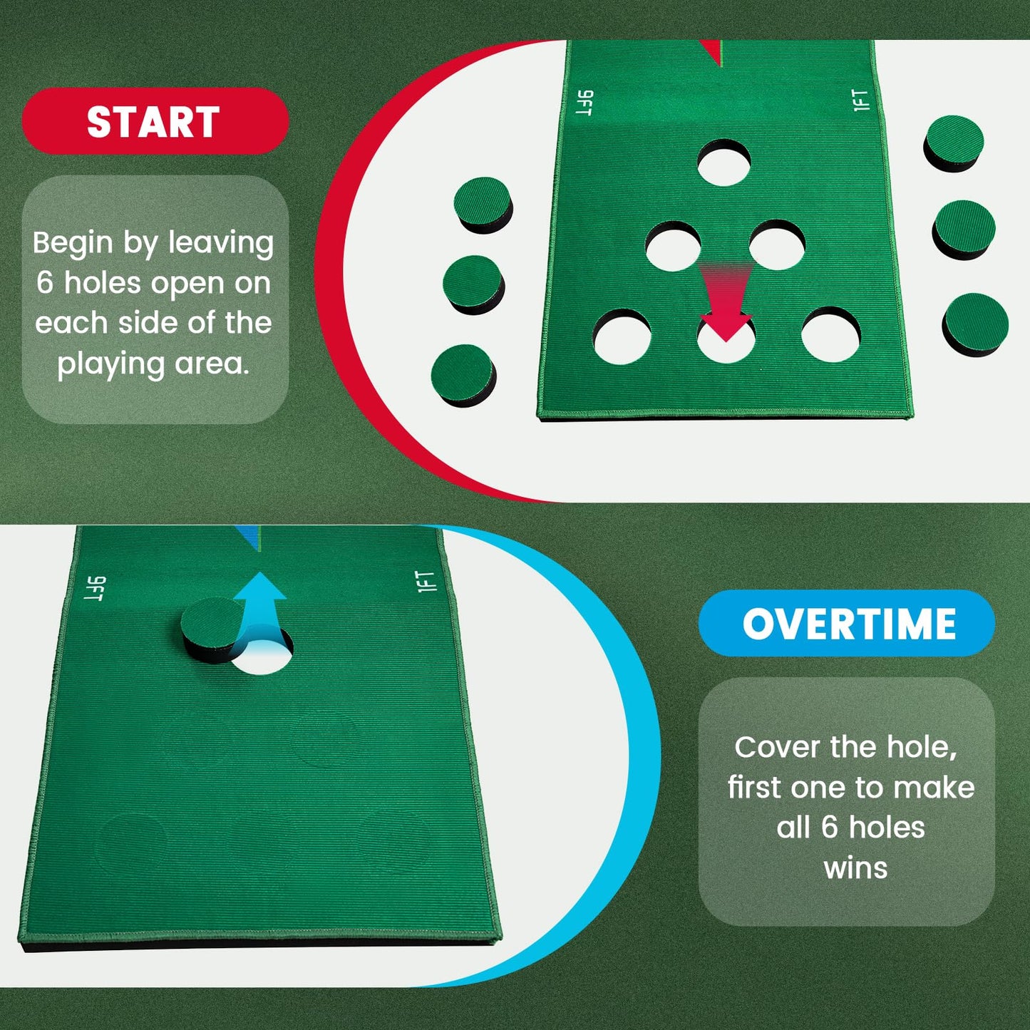 Golf Putting Game Putting Green Golf Putting Mat Indoor Outdoor Pratice Golf Game Set for Office Backyard Party (16x126in)