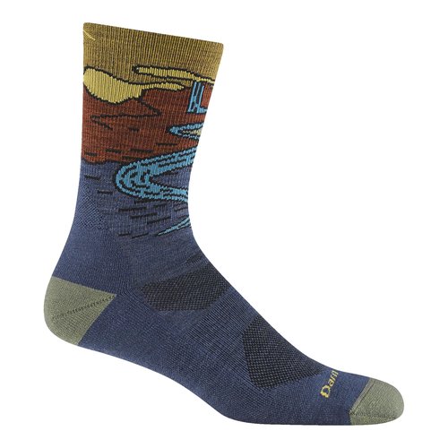Darn Tough Vermont Men's Micro-Crew Hiking Socks, Chasing Waterfalls, Lightweight Cushioned Crew Socks for Men (Style 5020) - Denim, X-Large