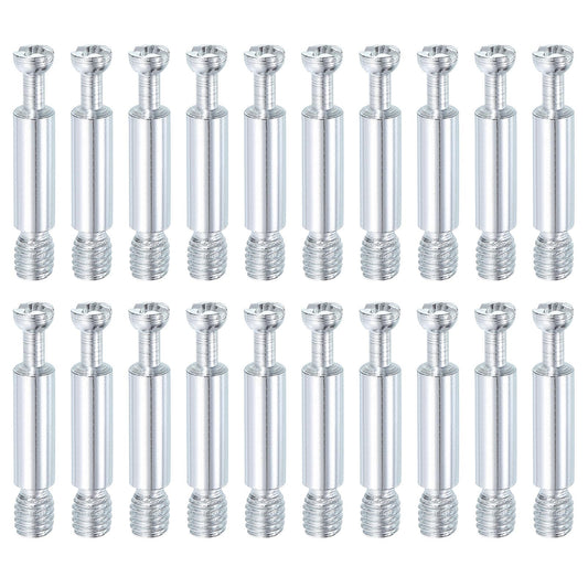 uxcell 45Pcs 35mm Furniture Connecting Fittings, Thread Bolts Dowels Screws, Metal Dowel Fitting Fasteners for Cabinet Drawer and Wardrobe Furniture, Silver