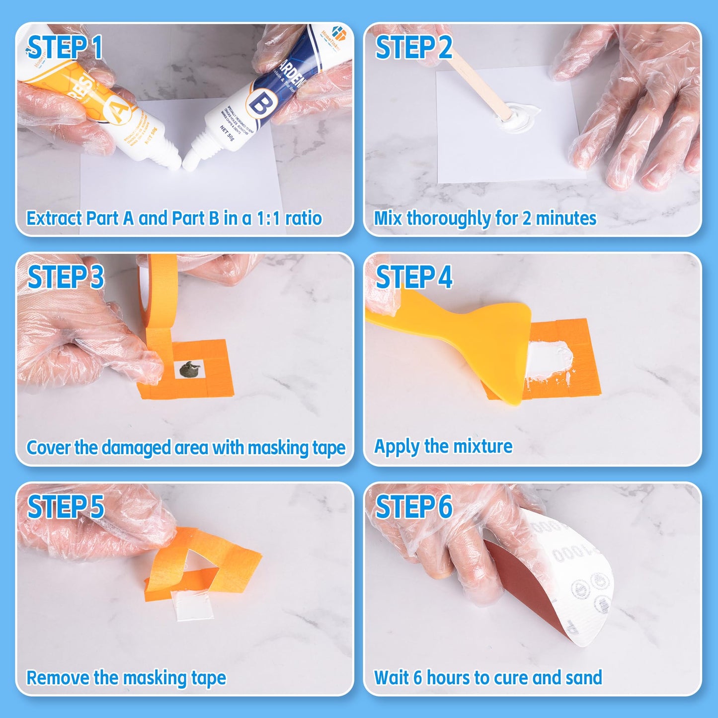 Porcelain Repair Kit White, Fiberglass Tub Repair Kit for Acrylic, Ceramics, Enamel, Tile, Repairs Chips, Cracks, Scratches, Holes on Tub, Tile, Bathtub, Toilet, Sink, Shower Tray