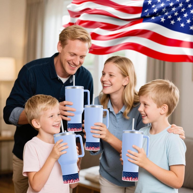 R HORSE American Drip Silicone Boot for Cup - 4Pcs July 4th Anti Slip Protector Sleeve Cover Fit for Tumbler Quencher 30/40 oz Hydro Flask IceFlow Flip 4th of July Independence Day Gifts