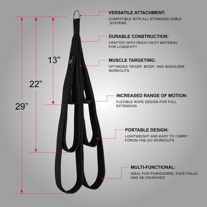 EVMT Total Body Rope 27 inch & 20 inch for Cable Machine – LAT Pulldown Attachments, Heavy-Duty Tricep Rope, Gym Strength Training, Home Pulley System, Cable Accessories, Workout Equipment