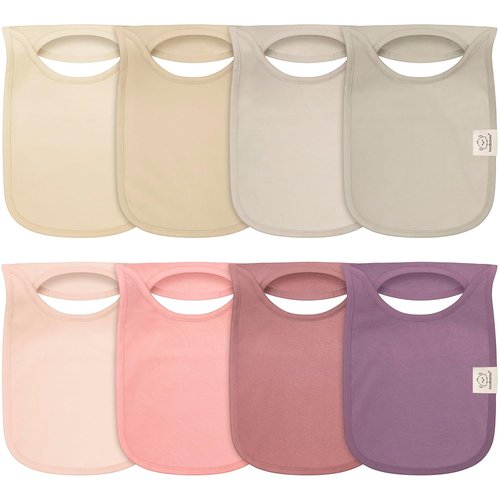 KeaBabies 8-Pack Baby Bibs - Soft & Absorbent Organic Cotton for Drooling & Teething | Long Torso Coverage (Dahlia)