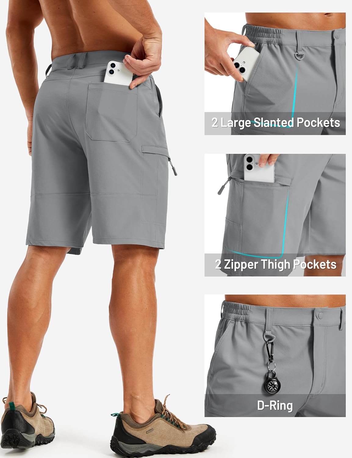 TACVASEN Men's Hiking Cargo Shorts - Quick Dry Lightweight Tactical Shorts with Multi Pockets | Outdoor & Fishing