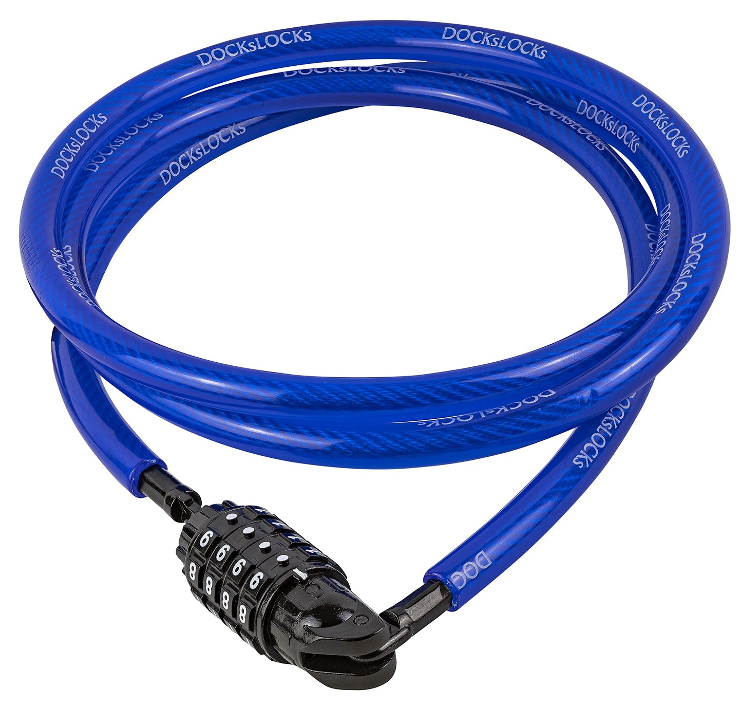 DocksLocks Weatherproof Straight Security Cable Lock (5ft to 25ft Lengths) with Resettable Combination, Anti-Theft Protection for Kayak, Bike, Paddleboard, Scooter, Equipment, Bicycles and More 5ft