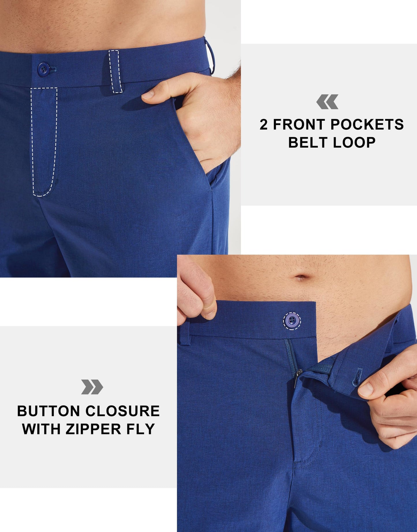 Libin Mens Dress Pants 32" Golf Work Clothing Royal Blue 34W x 32L