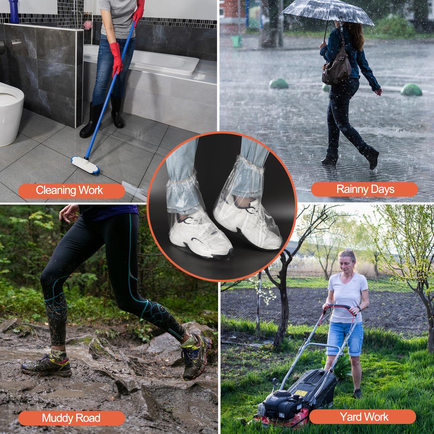 10 Pairs Shoe Covers for Rain, Thickened Disposable Rain Shoe Covers Waterproof, Non-Slip Outdoor Boot Protector for Men Women (Clear)