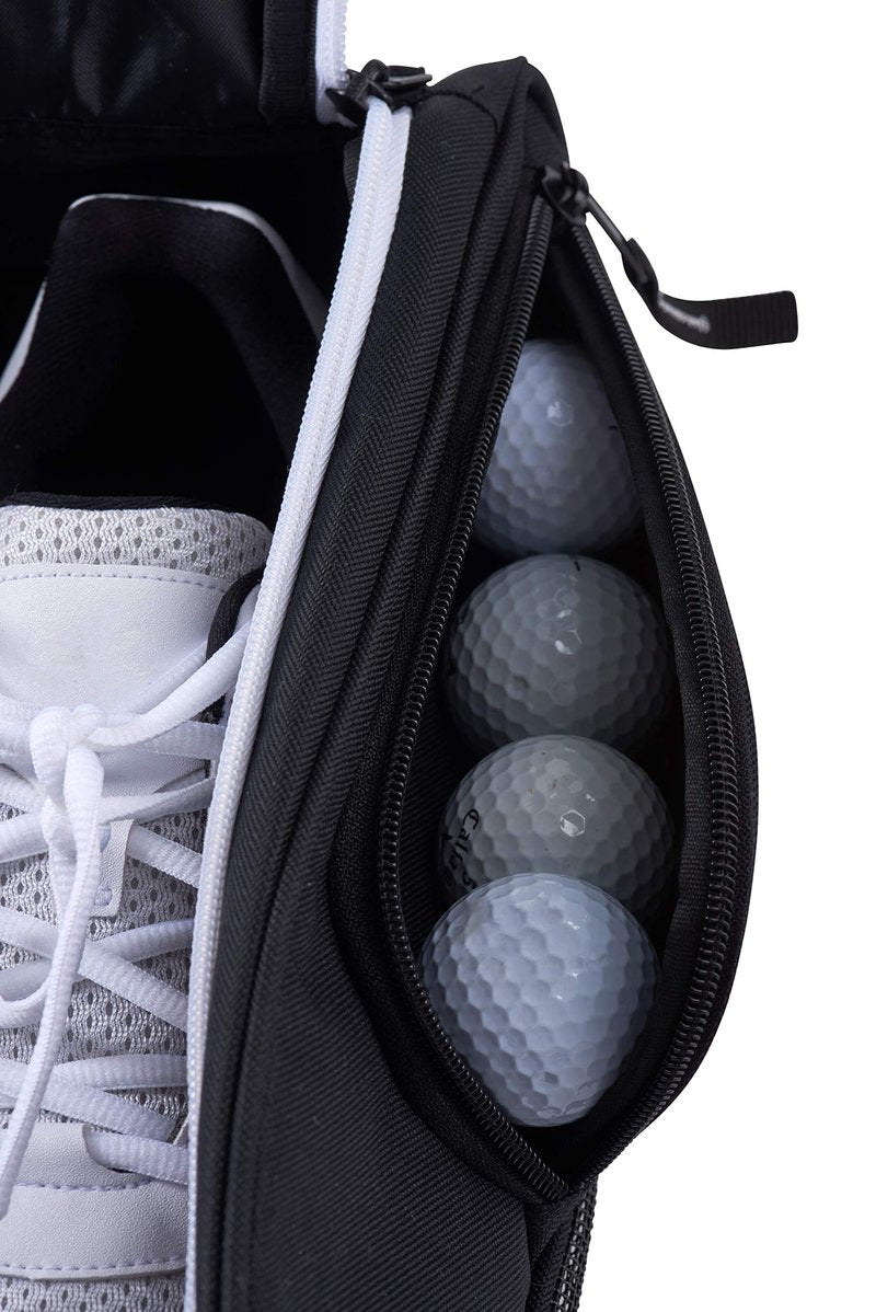 Athletico Golf Shoe Bag - Zippered Shoe Carrier Bags With Ventilation & Outside Pocket for Socks, Tees, etc. Perfect Storage (Black)