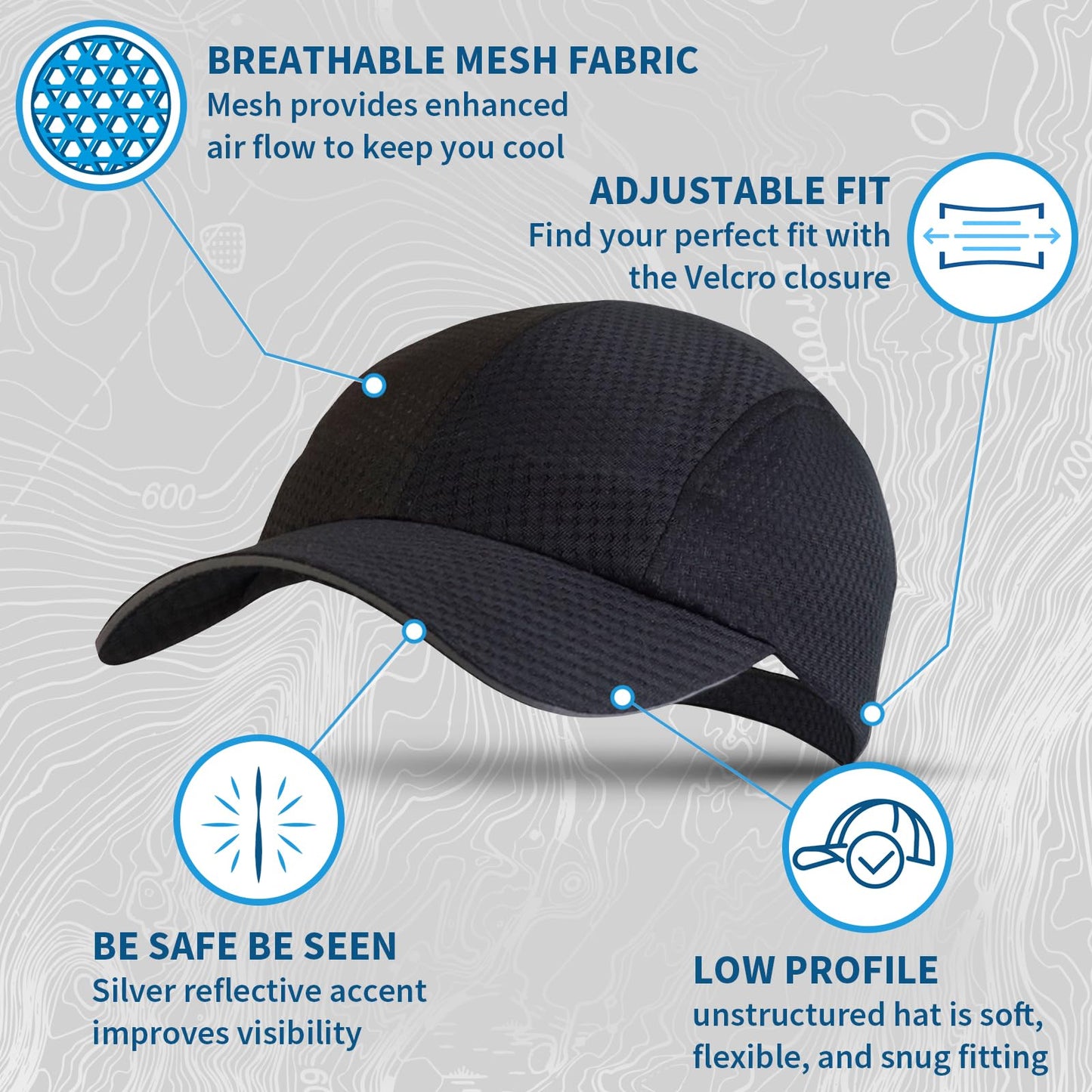 TrailHeads Women's Race Day Performance Running Cap, Lightweight & Quick Drying Mesh Sports Hat with Reflective Trim