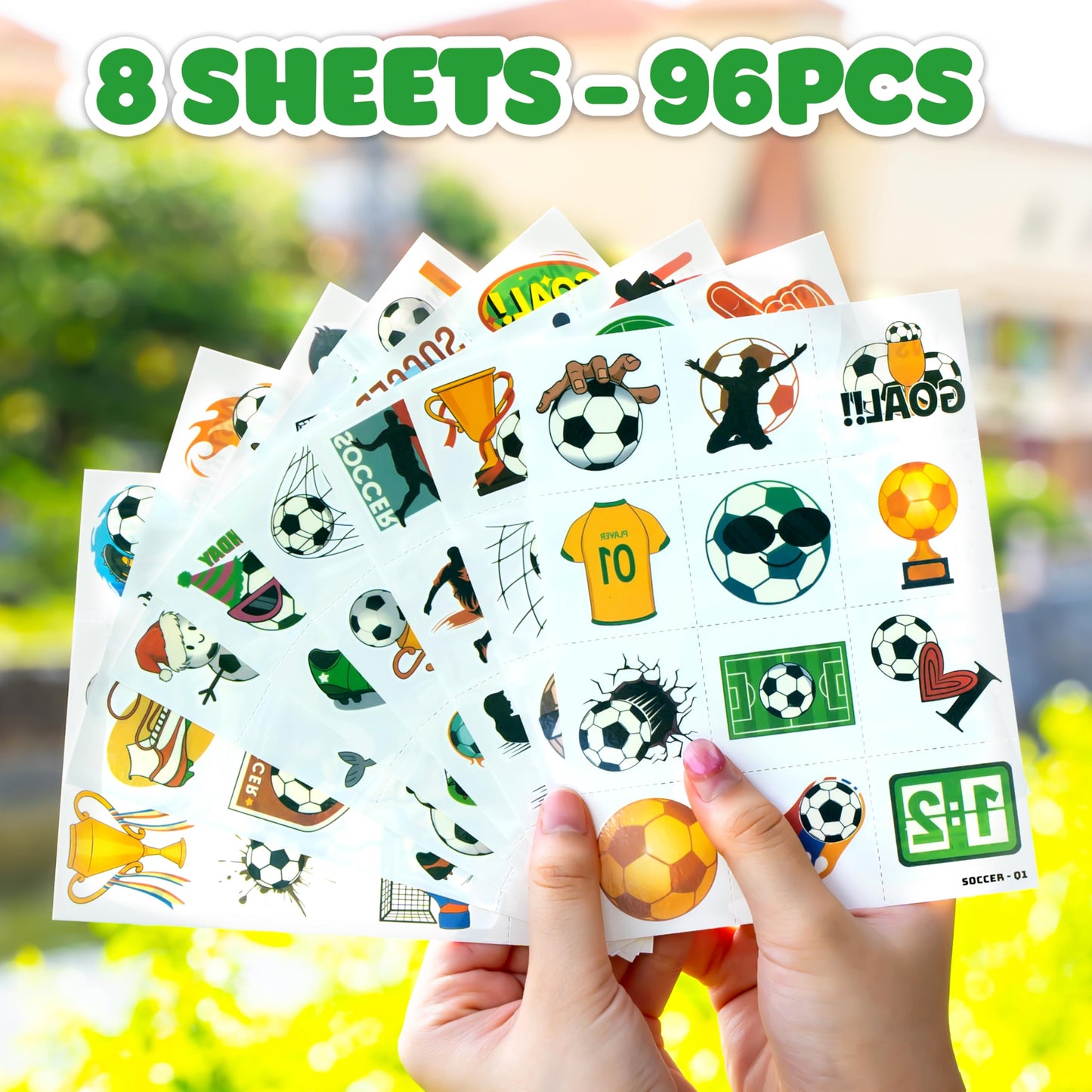 96 PCS Soccer Temporary Tattoos for Kids - Soccer Party Favors &