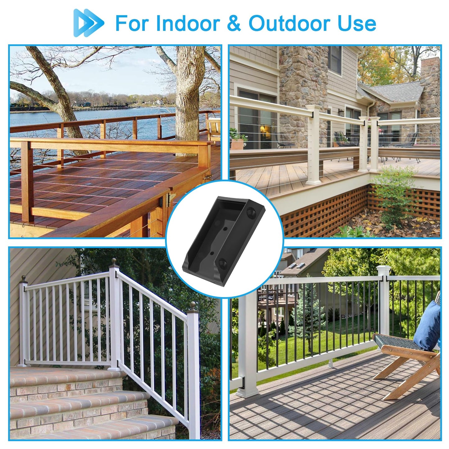 Eapele 60PCS Deck Railing Bracket Connectors for 2x4 Railing Wood Post, Railing Post Brackets with 360PCS Coated Iron Screws for Deck Rails Fence Handrail Wooden Stair Connection