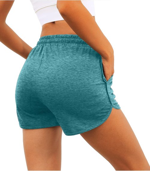 Aloodor Women's Athletic Shorts - Running Dolphin Style with Pockets & Adjustable Drawstring