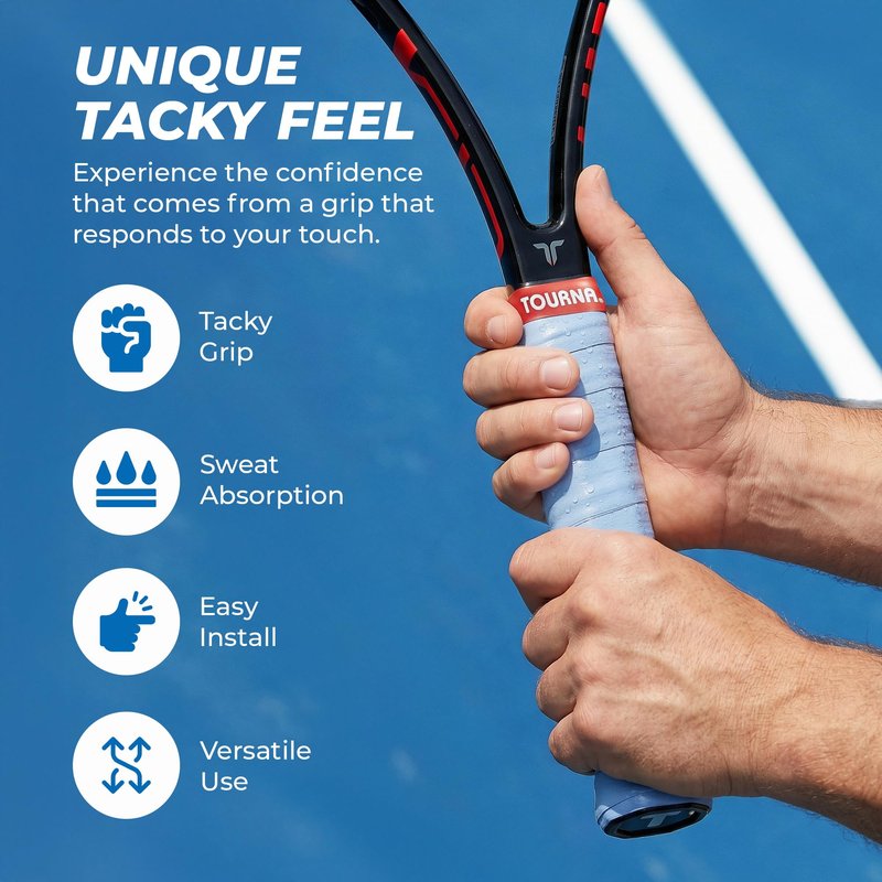 Unique Tourna Tac, Tacky Feel Tennis Grip, White (3/Roll Pack)