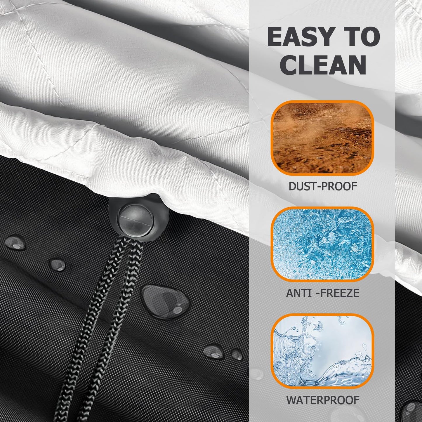 RUNZEG Indoor Air Conditioner Cover, 17Lx13Hx3.5D in Gray Window Winter Unit Cover Anti-Rust Adjustable for Window AC with Free Elastic Straps