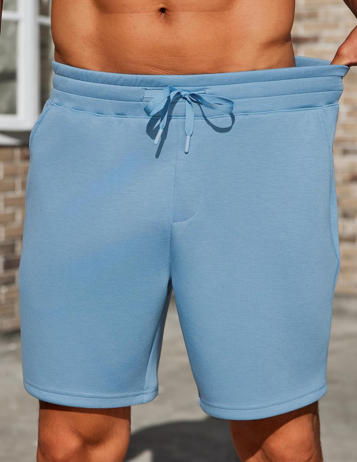 PINSPARK Men's Lounge Sweat Shorts - 7" Casual Gym Workout Shorts with Elastic Waist & Drawstring