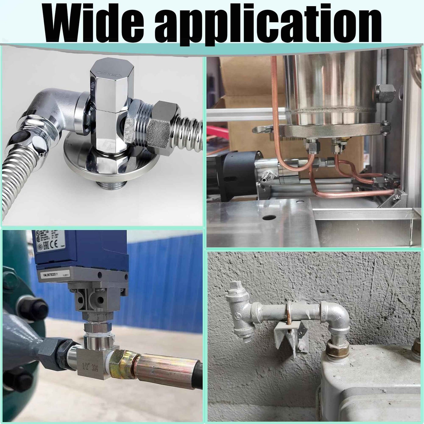 2pcs 90 Degree Street Elbow, 304 Stainless Steel Forged Barstock Street Elbow Adapter, Heavy Duty 5800PSI 1/2" NPT Female x 1/2" NPT Male Pipe Fitting Connecto (1/2" MNPT x 1/2" FNPT)