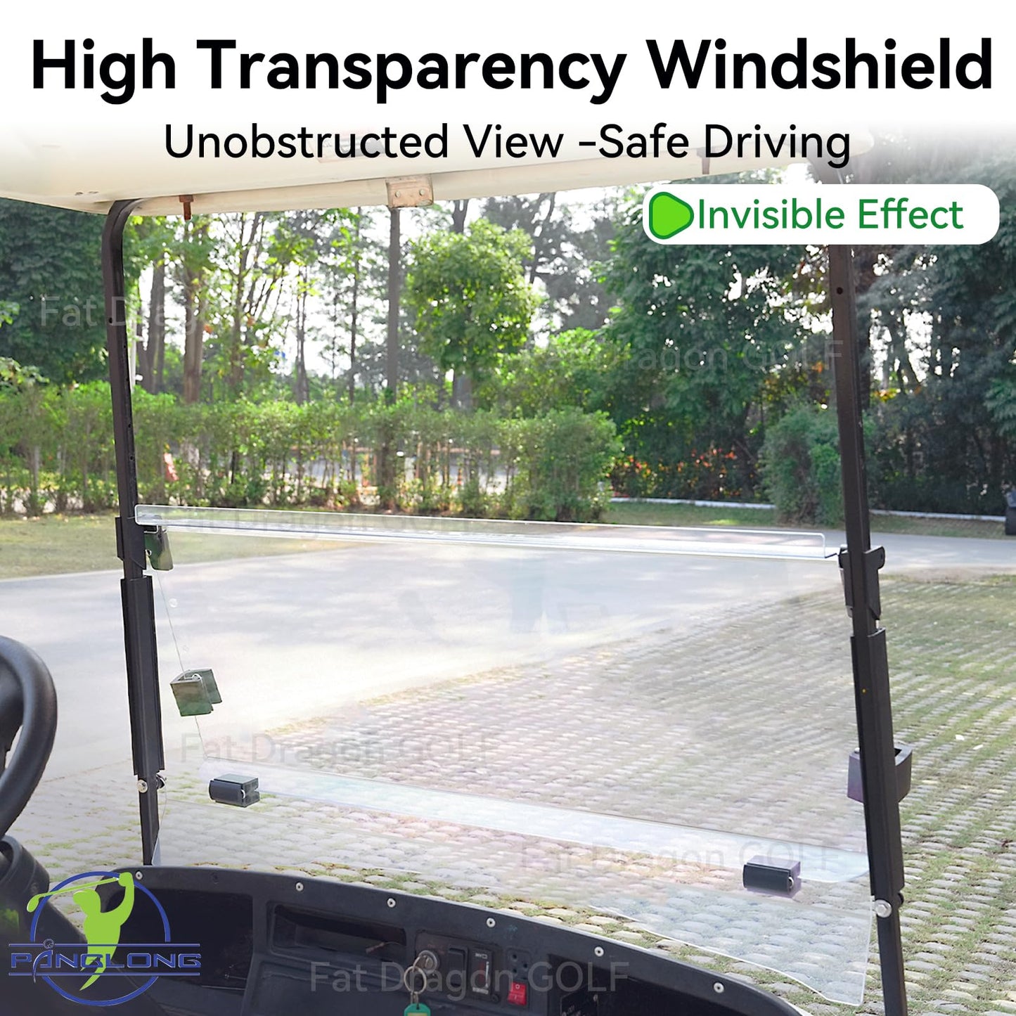 Panglong EZGO TXT Golf Cart Windshield-Fold Down Windshield Anti-Impact Resistant, EZGO Windshield with Windshield Clips and Screws, Fit 1995-2013 EZGO TXT, DCS, PDS Golf Cart