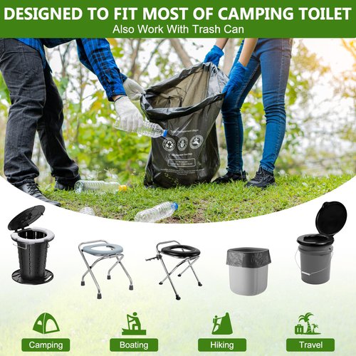 BLIKA 20 Count Camping Toilet Bags Eco Absorbent Gel Set, Portable Toilet Bags with Gel, 8 Gallon, 30 Liter, Heavy Duty 1 Mil, Toilet Replacement Bags with Toilet Powder for Camping Outdoor Hiking