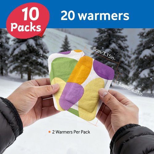 Hand Warmers - Air Activated Warmers 10 Packs (2 Warmers per Pack) Heated Gloves for Men & Women