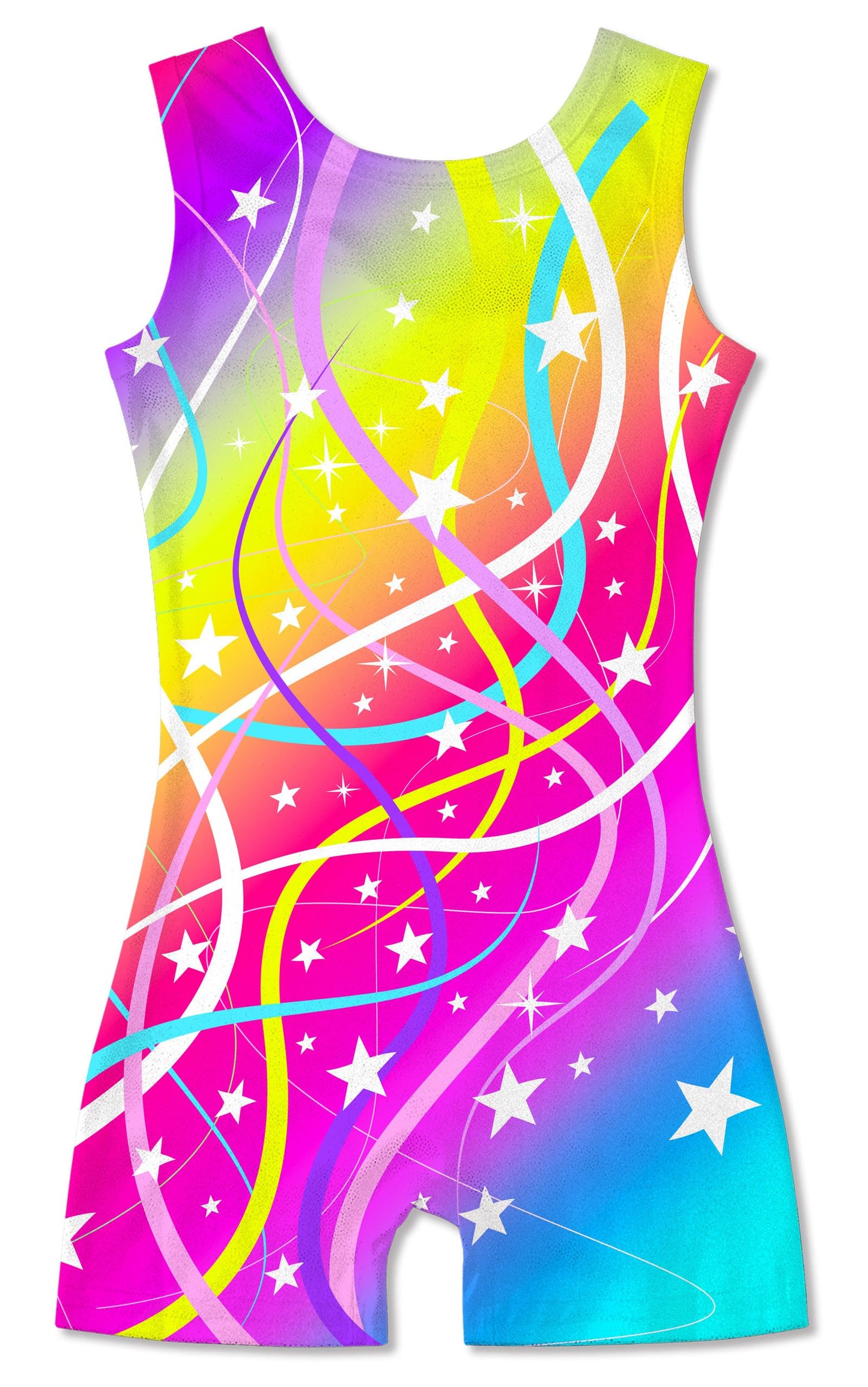 Funnycokid Gymnastics Leotards for Girls Kids Outfits Sparkly Unitards Clothes with Shorts, Gymnastics Ribbons, 6-7 Years