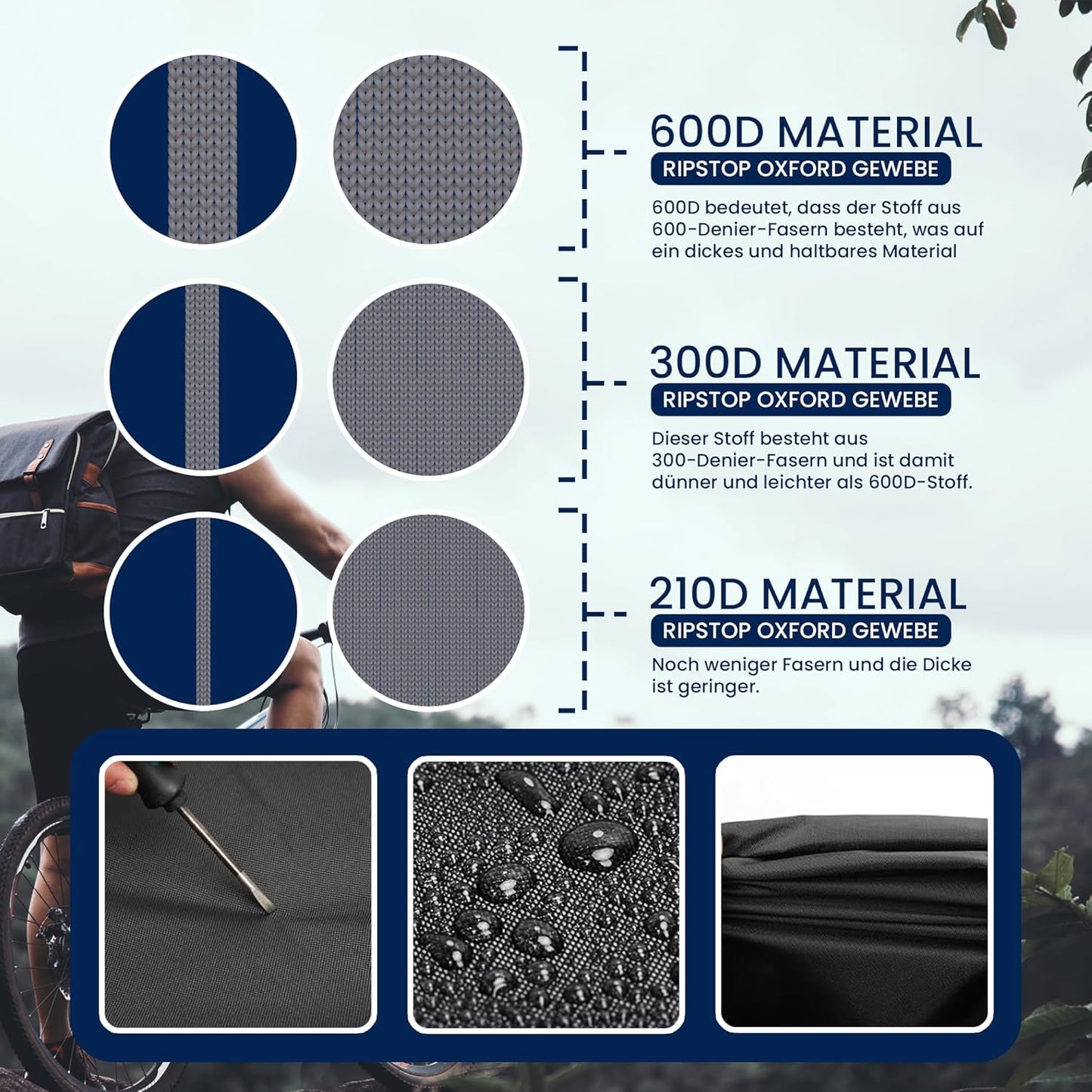 TeamObsidian Bike Cover - Waterproof Outdoor Storage for 1 to 3 Bikes - Heavy Duty Ripstop 300D Oxford Material