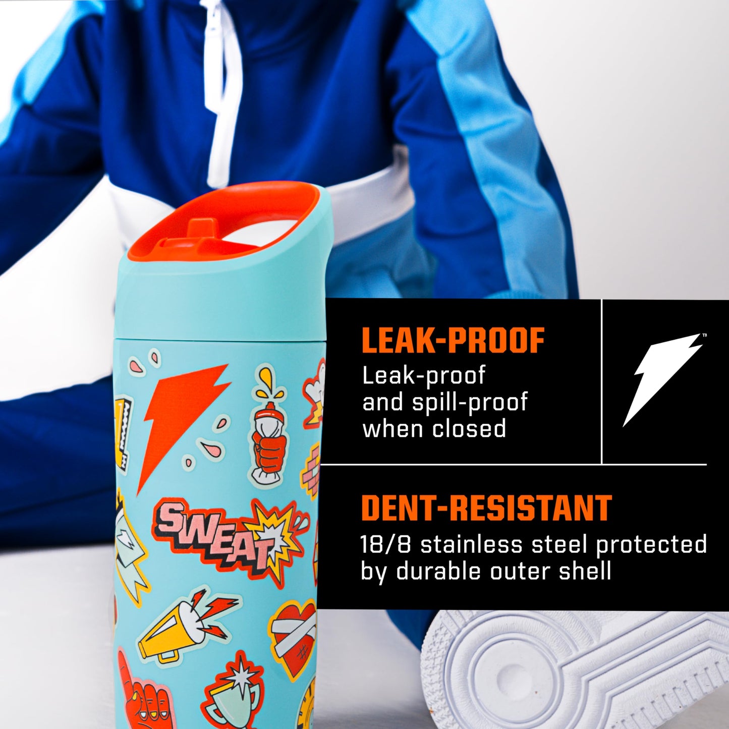 Gatorade Kids' Rookie Metal Water Bottle, 12oz, Stainless Steel Bottle, Double-Wall Insulation, Vacuum Insulated, Thermo Mug (Pack of 6)