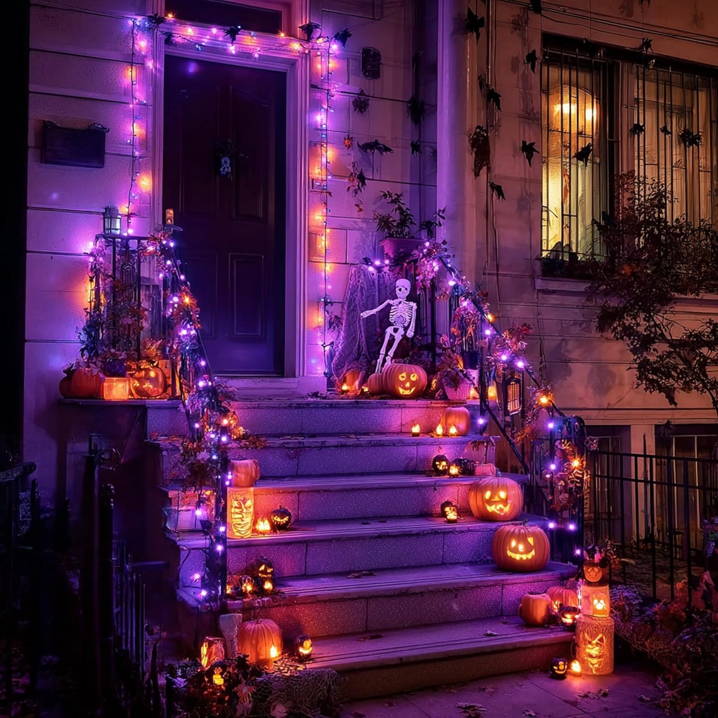 1000 LED Halloween String Lights 328FT - Waterproof Outdoor & Indoor Decor with Remote, 8 Modes - Purple & Orange for Parties & Yard