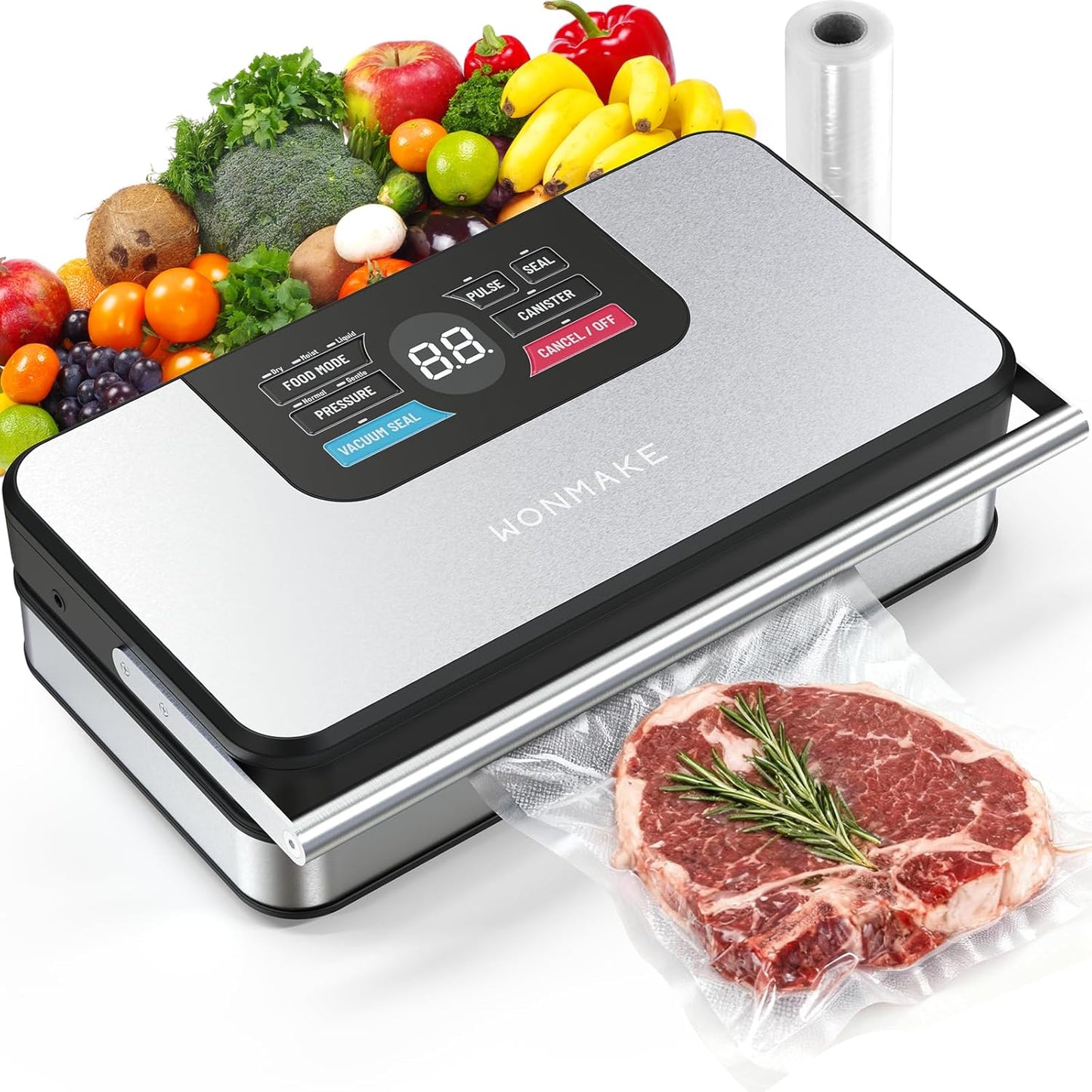 Regine Switzerland 10-in-1 Vacuum Sealer - Powerful 95kPa Food Preservation, Easy Handle & Built-in Cutter