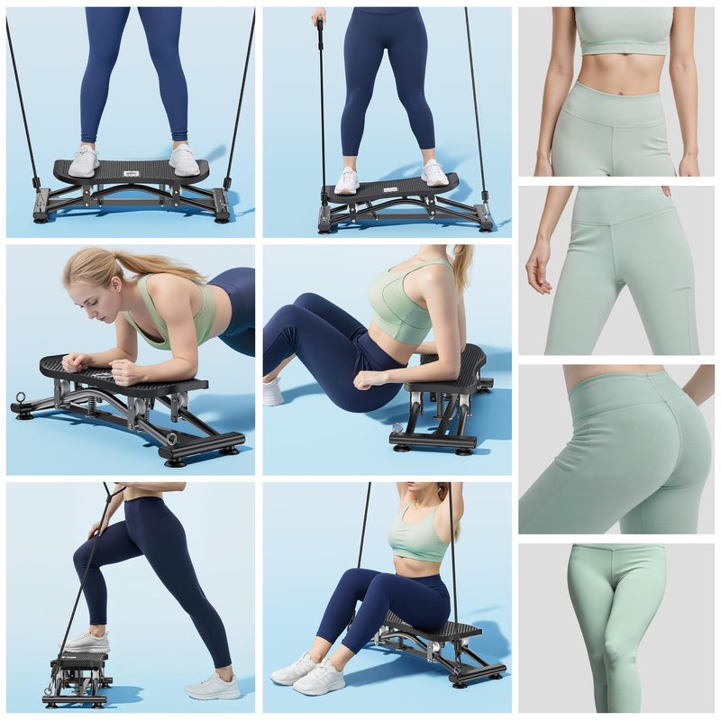 RYGEO Balance Board with Resistance Bands, Versatile Rocking Stepper, Wobble Board Featuring LCD Monitor, 331 lbs High-Capacity Ski Twister Trainer for Full Body Exercise at Home